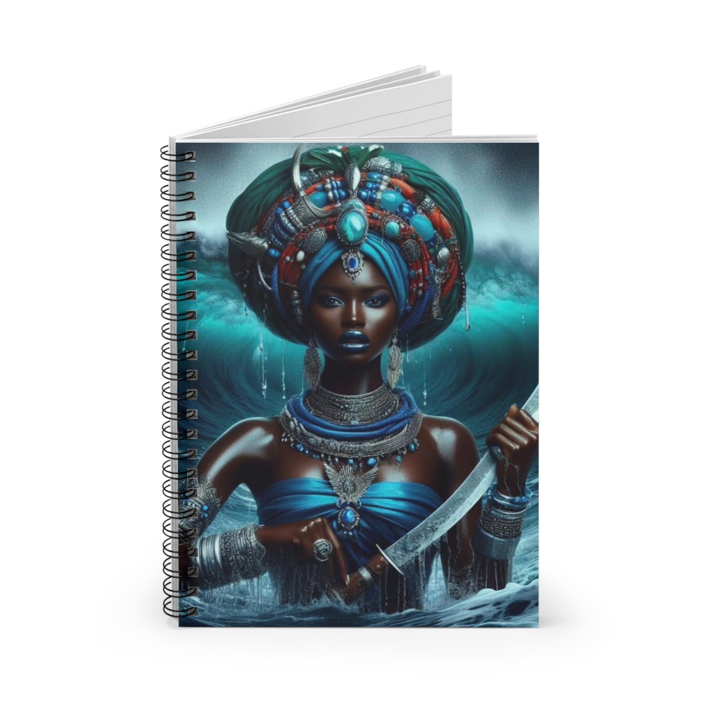 Yemaya Ibbu Tinibu /Goddess-Inspired Spiral Notebook - Ruled Line | Ocean Theme Journal for Creative Souls