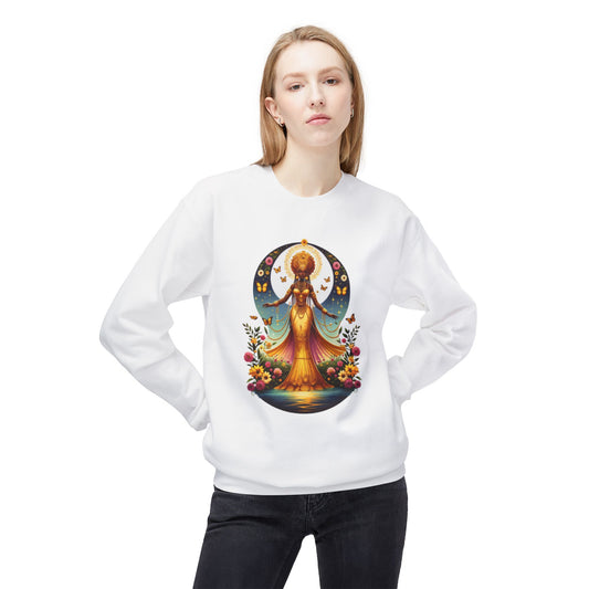 Oshun Goddess-Inspired Softstyle Fleece Sweatshirt - Unisex Midweight Crewneck