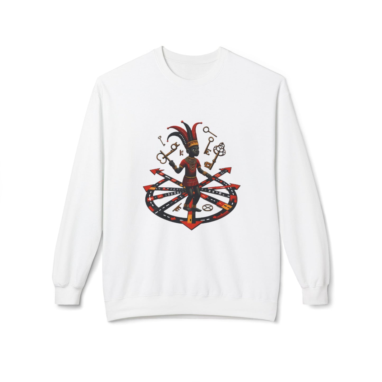 Eleggua  Orisha Vibes Fleece Crewneck Sweatshirt - Unisex Art Design