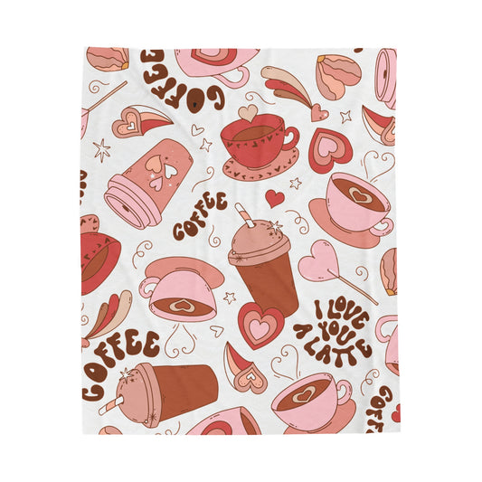 Love coffee/ Velveteen Plush Blanket