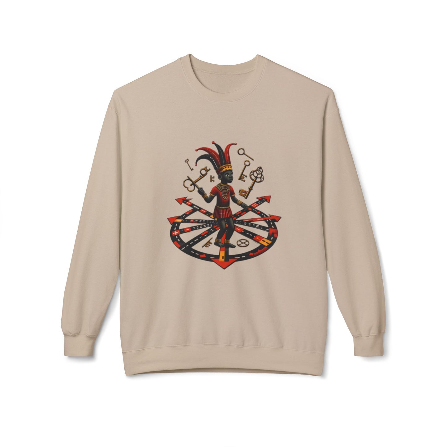 Eleggua  Orisha Vibes Fleece Crewneck Sweatshirt - Unisex Art Design