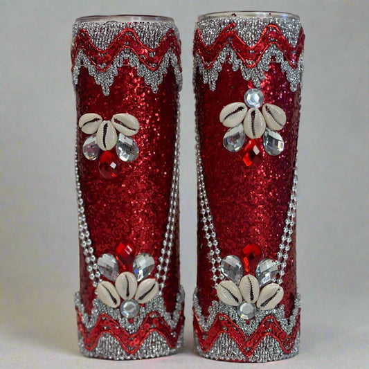 Handmade set of candles for Orisha Shango/ Set de dos velas para orisha Shango