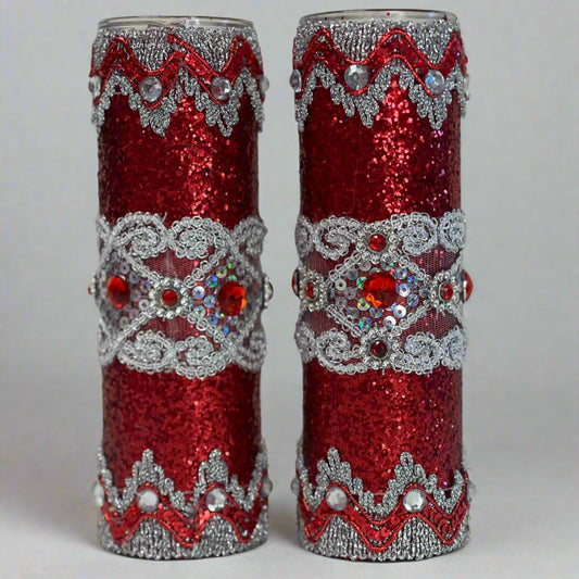 Handmade set of two candles for Orisha Shango/ Set de velas para orisha Shango