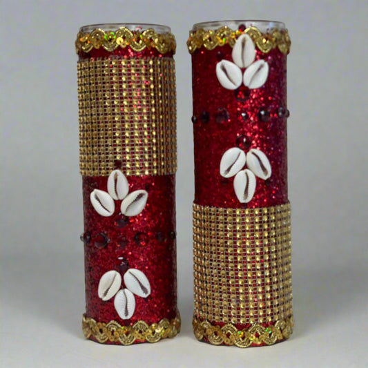 Handmade set of candles for Orisha Shango/ Set de dos velas para orisha Shango